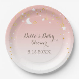 Blush Pink Stars Moon Babydusche Pappteller