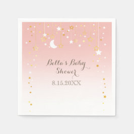 Blush Pink Stars Moon Babydusche Serviette