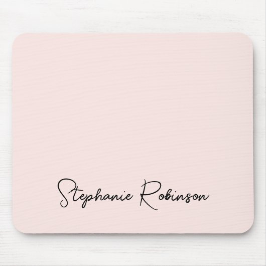 Blush Pink Stilftiges Script Personalisiert Monogr Mousepad (Vorne)