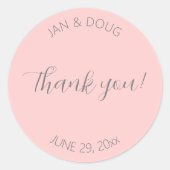 Blush Pink Stilisierte Hochzeit Danke Runder Aufkleber (Vorderseite)