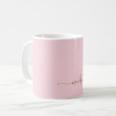 Blush Pink Stilvolle Gold Monogram Signature Scrip Kaffeetasse (Vorderseite Links)