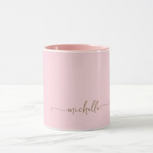 Blush Pink Stilvolle Gold Monogram Signature Scrip Tasse (Zentrum)