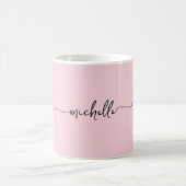 Blush Pink Stilvolle Monogram Signature Script Kaffeetasse (Mittel)