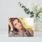 Blush Pink Stilvolle Script Abschluss Liebe+Danke Postkarte (Stehend Vorderseite)