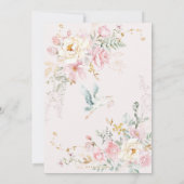 Blush Pink Stork Wildblume Girl Babydusche Einladung (Rückseite)