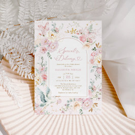 Blush Pink Stork Wildblume Girl Babydusche Einladung