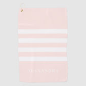 Blush Pink Streifen Muster Personalisiertes Golfha Golfhandtuch (Vorderseite)