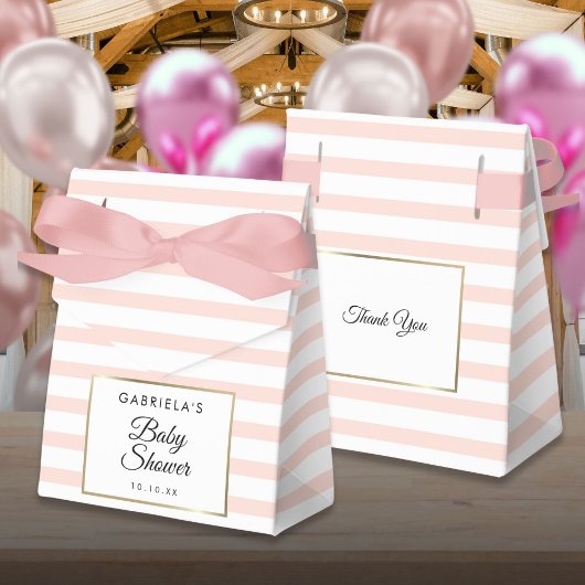Blush Pink Stripe Elegante Gold Baby Dusche Geschenkschachtel