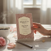 Blush Pink Striped Elegant Wedding Invitation Einladung