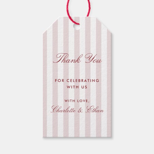 Blush Pink Striped Wedding Danke, dass Sie das Ges Geschenkanhänger (Vorderseite)