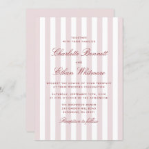 Blush Pink Stripes mit Red Script Moderne Hochzeit