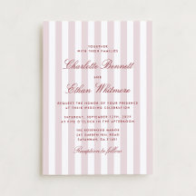 Blush Pink Stripes mit Red Script Moderne Hochzeit