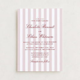 Blush Pink Stripes mit Red Script Moderne Hochzeit Einladung