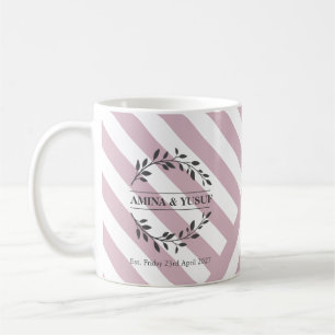 Blush Pink Stripte Botanische Kreide-Tasse Kaffeetasse