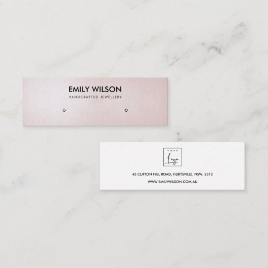 BLUSH PINK STUD EARRING DISPLAY LOGO MINI VISITENKARTE (Vorne/Hinten)