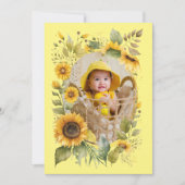 Blush Pink Sun Flower 1. Geburtstag Foto Einladung (Vorderseite)