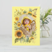 Blush Pink Sun Flower 1. Geburtstag Foto Einladung (Stehend Vorderseite)