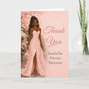 Blush Pink Sweet 16 Dankeskartenbeschreibung: Dankeskarte