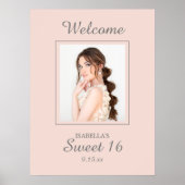 Blush Pink Sweet 16 Welcome Name Foto Poster (Vorne)