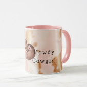 Blush Pink Tan Southwest Cowgirl Cowhide Hat Tasse (VorderseiteRechts)