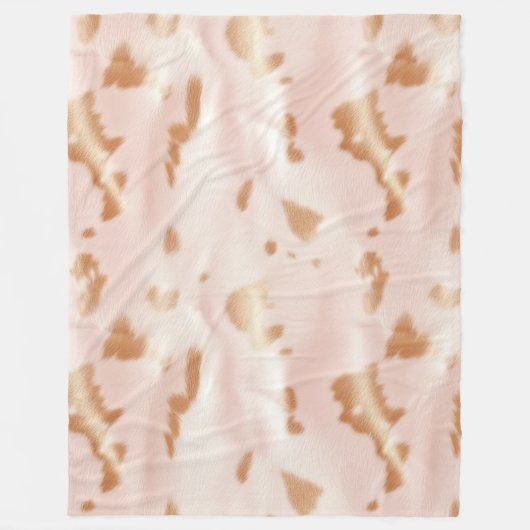 Blush Pink Tan Südwest Imitats Cowgirl Cowhide Fleecedecke (Vorderseite)