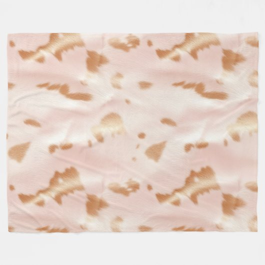 Blush Pink Tan Südwest Imitats Cowgirl Cowhide Fleecedecke (Vorderseite (Horizontal))