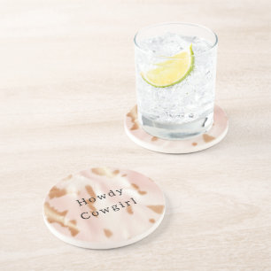 Blush Pink Tan Südwest Imitats Cowgirl Cowhide Getränkeuntersetzer