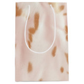 Blush Pink Tan Südwest Imitats Cowgirl Cowhide Mittlere Geschenktüte (Vorderseite)