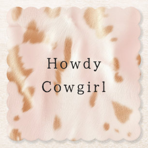 Blush Pink Tan Südwest Imitats Cowgirl Cowhide Untersetzer