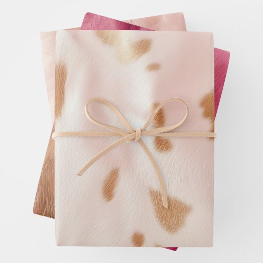 Blush Pink Tan Südwest Imitats Cowhid Geschenkpapier Set (Beispiel)