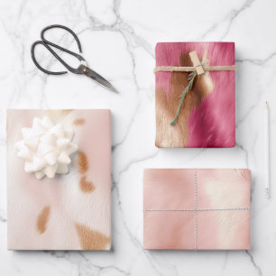 Blush Pink Tan Südwest Imitats Cowhid Geschenkpapier Set