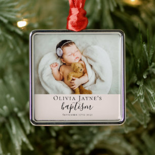 Blush Pink Taufe Foto Keepake Ornament Aus Metall
