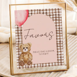 Blush Pink Teddy Bär Gefallen Tischsignatur Poster