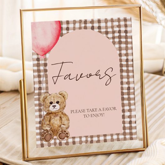 Blush Pink Teddy Bär Gefallen Tischsignatur Poster