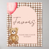 Blush Pink Teddy Bär Gefallen Tischsignatur Poster (Vorne)