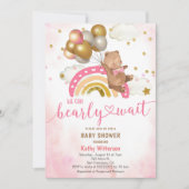 Blush Pink Teddy Bär Wir können frühzeitig abwarte Einladung (Vorderseite)