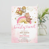 Blush Pink Teddy Bär Wir können frühzeitig abwarte Einladung (Stehend Vorderseite)