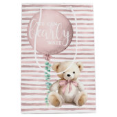 Blush Pink Teddy Bear Baby Geschenktasche Mittlere Geschenktüte (Vorderseite)