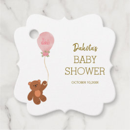 Blush Pink Teddy Bear Balloon Babydusche Geschenkanhänger