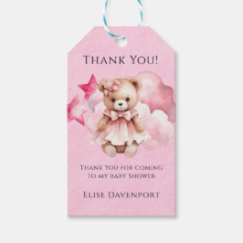Blush Pink Teddy Bear Girl Babydusche Danke Geschenkanhänger