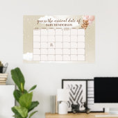 Blush Pink Teddy Bear rät den Fälligkeitskalender Poster (Heimbüro)