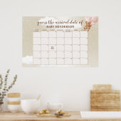 Blush Pink Teddy Bear rät den Fälligkeitskalender Poster (Küche)