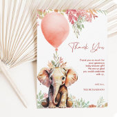 Blush Pink Terracotta Ballon Elephant Baby Dusche Dankeskarte
