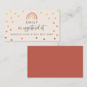 Blush Pink Terracotta Rainbow Baby Dusche Register Visitenkarte (Vorne/Hinten)