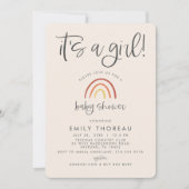 Blush Pink Terracotta Rainbow Girl Baby Dusche Einladung (Vorderseite)