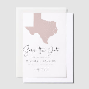 Blush Pink Texas Karte Save the Date Minimalistisc Pergament Einladungen