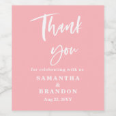 Blush Pink Thank You Wedding Weinetikett (Einzelnes Label)