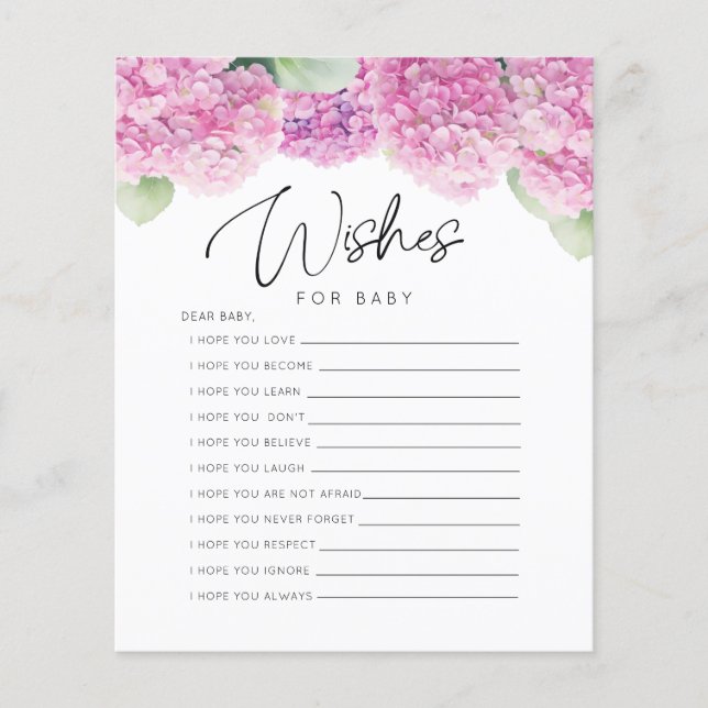 Blush Pink The a Girl wünscht Baby Showspiele (Vorderseite)