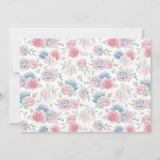 Blush Pink Tiered Cake Succules Polterabend Einladung (Rückseite)