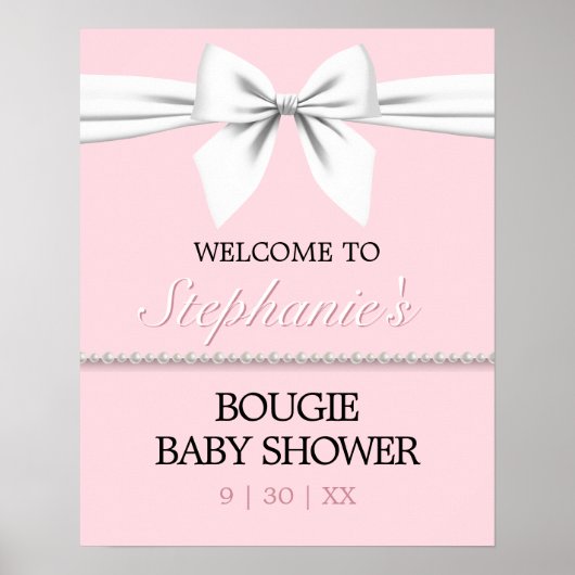 Blush Pink Tiffany Babydusche Begrüßungszeichen Poster (Vorne)